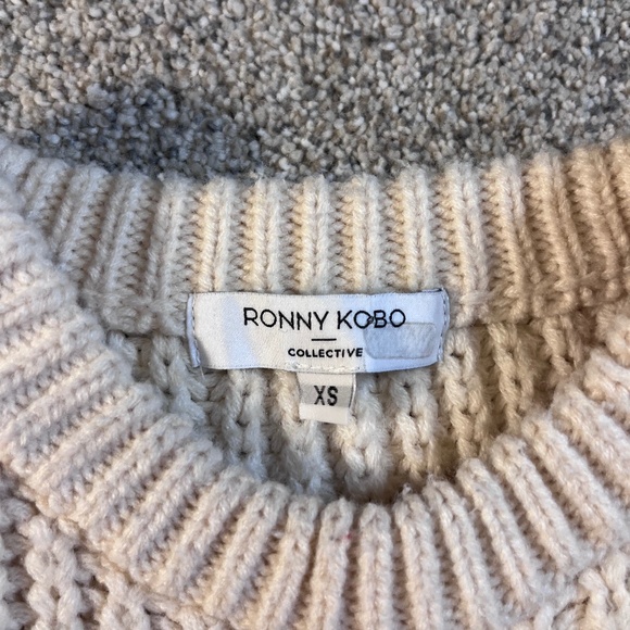 Ronny Kobo Cream Chunky Cable Knit Sweater XS - Picture 5 of 8